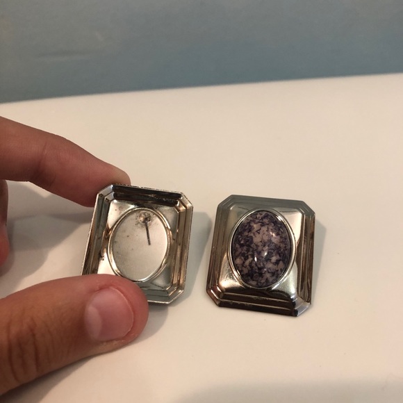 Silver earrings with purple stone - Picture 4 of 6